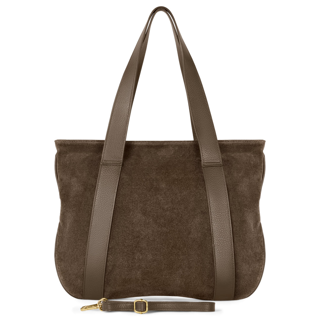 Italian Genuine Suede &amp; Full-Grain Leather Tote Bag | Varese