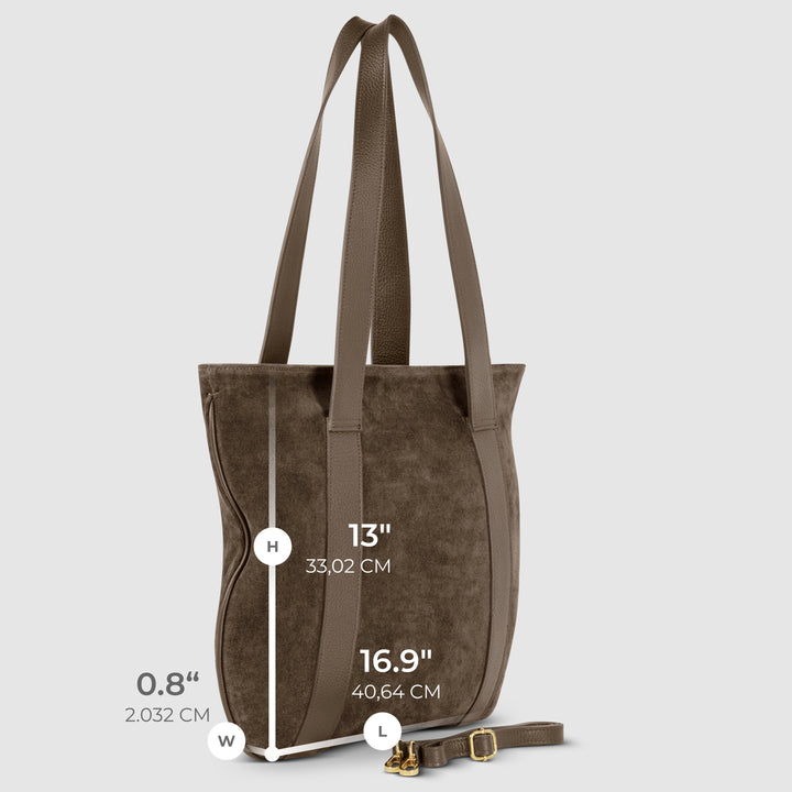 Italian Genuine Suede &amp; Full-Grain Leather Tote Bag | Varese