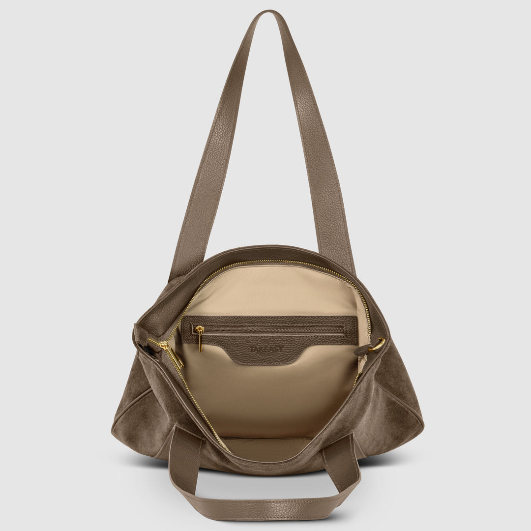 Italian Genuine Suede &amp; Full-Grain Leather Tote Bag | Varese