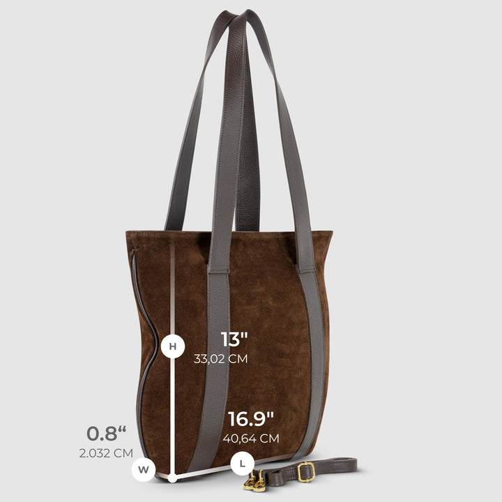 Italian Genuine Suede &amp; Full-Grain Leather Tote Bag | Varese
