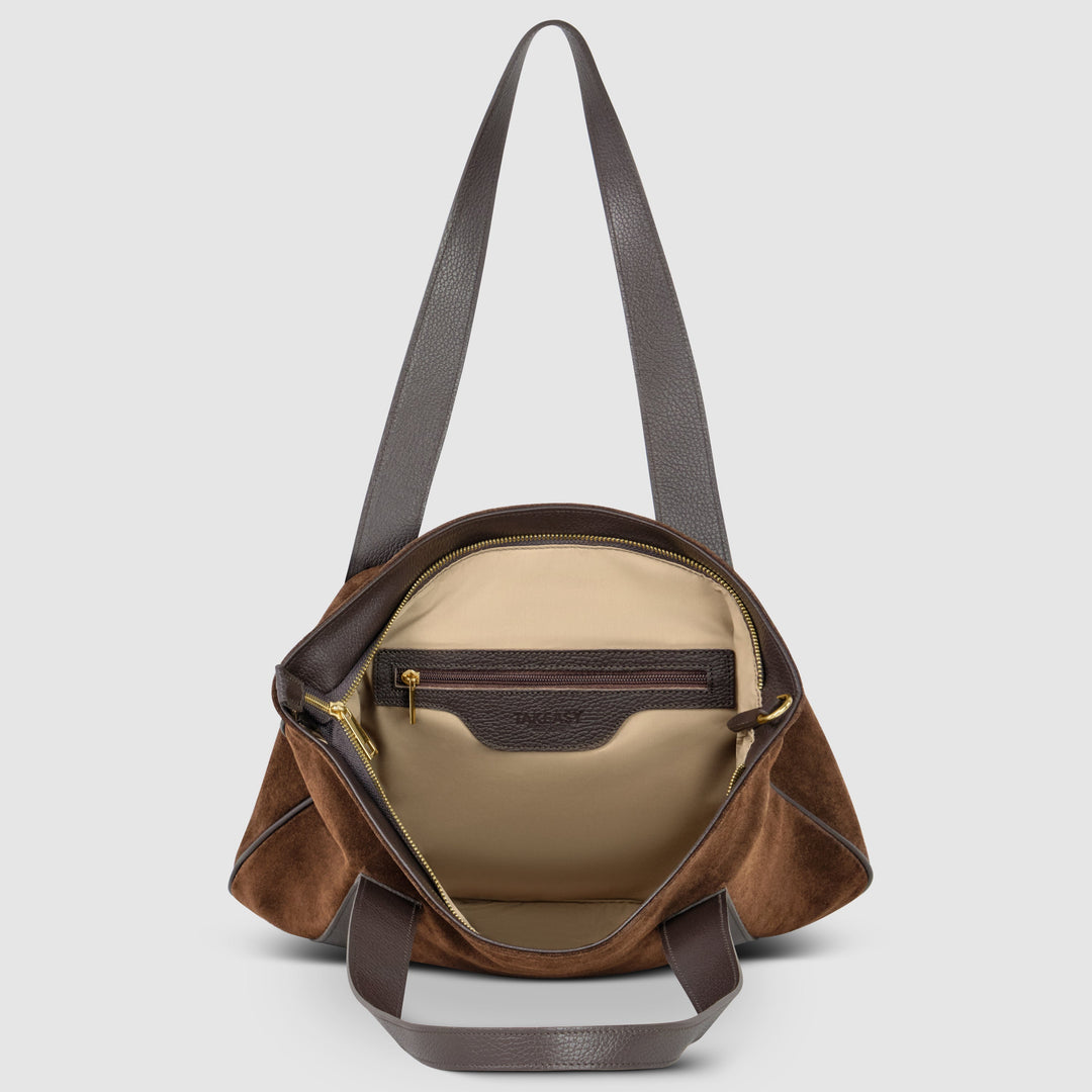 Italian Genuine Suede &amp; Full-Grain Leather Tote Bag | Varese
