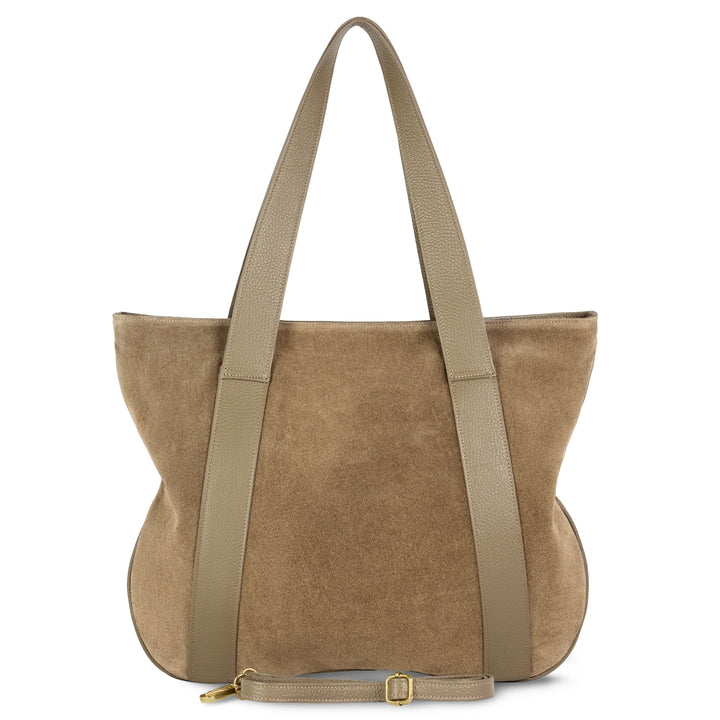 Italian Genuine Suede &amp; Full-Grain Leather Tote Bag | Varese