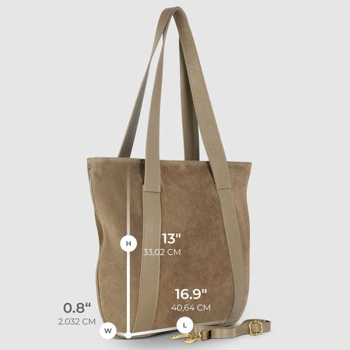 Italian Genuine Suede &amp; Full-Grain Leather Tote Bag | Varese
