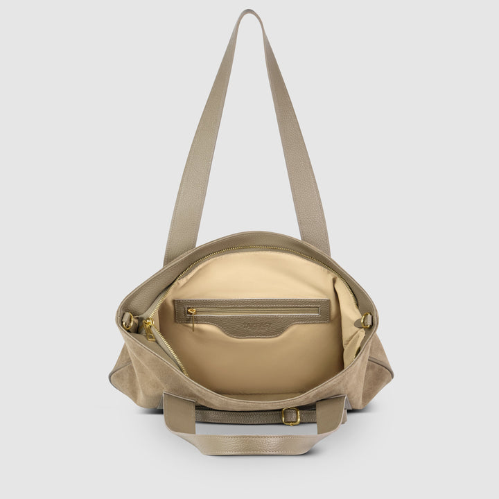 Italian Genuine Suede &amp; Full-Grain Leather Tote Bag | Varese