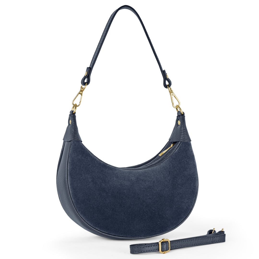 Italian Genuine Suede &amp; Full-Grain Leather Shoulder Bag | Arezzo