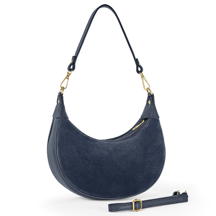 Italian Genuine Suede &amp; Full-Grain Leather Shoulder Bag | Arezzo