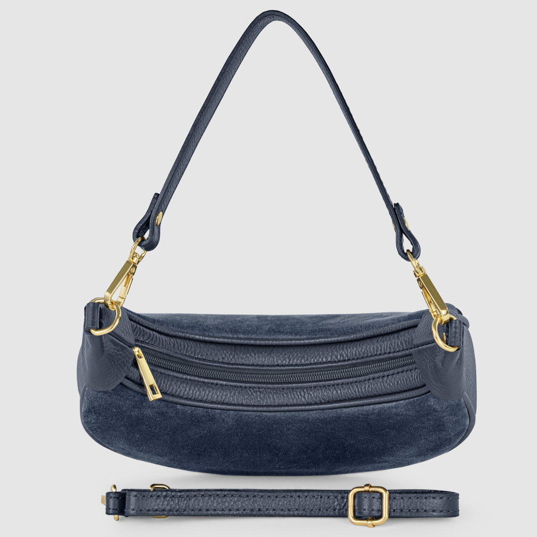 Italian Genuine Suede &amp; Full-Grain Leather Shoulder Bag | Arezzo