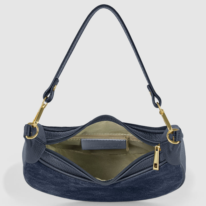 Italian Genuine Suede &amp; Full-Grain Leather Shoulder Bag | Arezzo