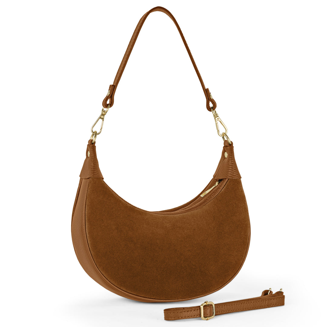 Italian Genuine Suede &amp; Full-Grain Leather Shoulder Bag | Arezzo