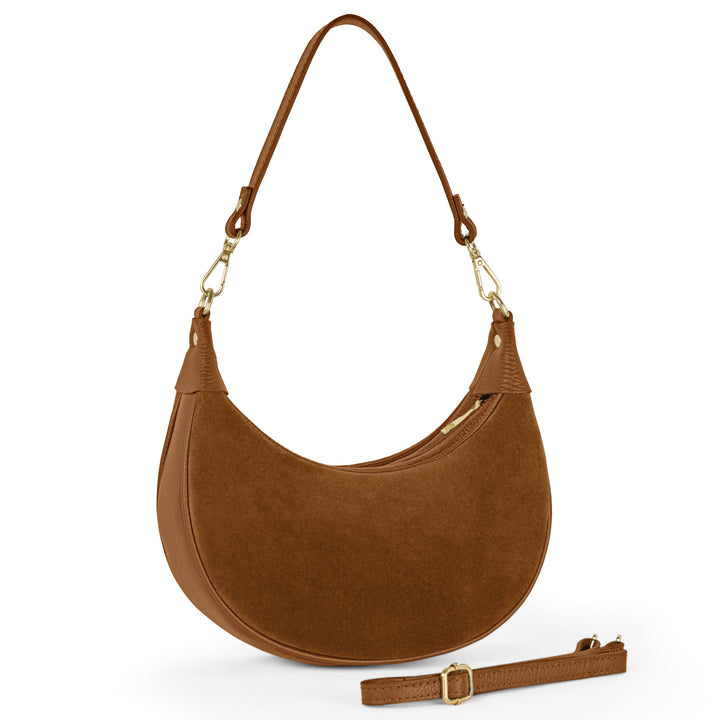 Italian Genuine Suede &amp; Full-Grain Leather Shoulder Bag | Arezzo