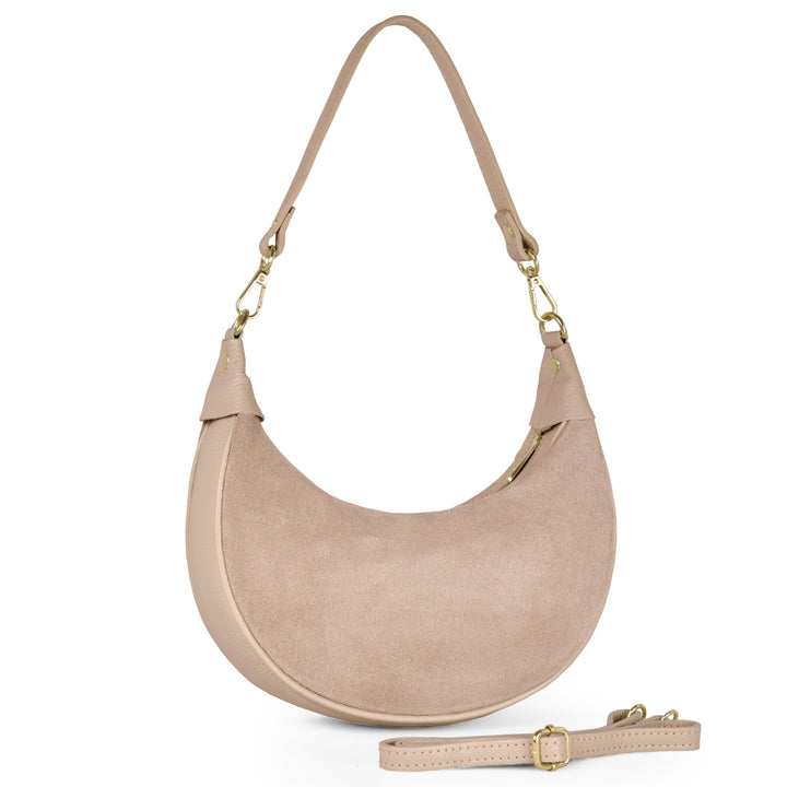 Italian Genuine Suede &amp; Full-Grain Leather Shoulder Bag | Arezzo