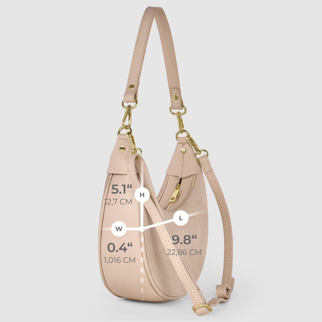 Italian Genuine Suede &amp; Full-Grain Leather Shoulder Bag | Arezzo