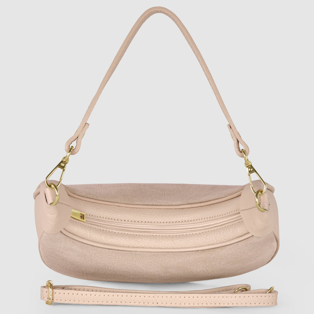 Italian Genuine Suede &amp; Full-Grain Leather Shoulder Bag | Arezzo