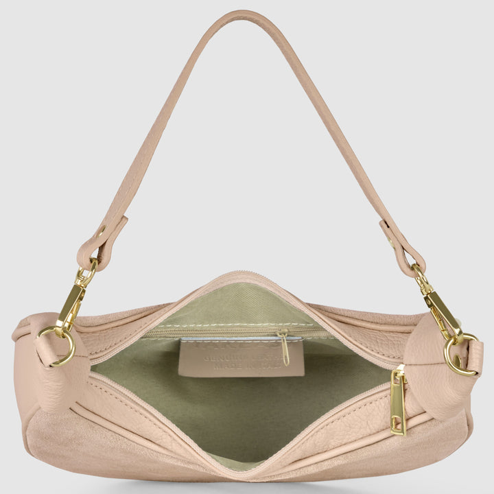 Italian Genuine Suede &amp; Full-Grain Leather Shoulder Bag | Arezzo