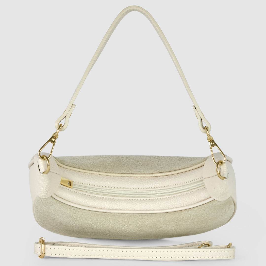 Italian Genuine Suede &amp; Full-Grain Leather Shoulder Bag | Arezzo