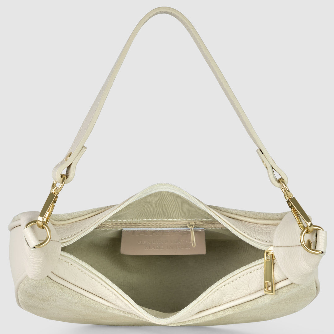 Italian Genuine Suede &amp; Full-Grain Leather Shoulder Bag | Arezzo