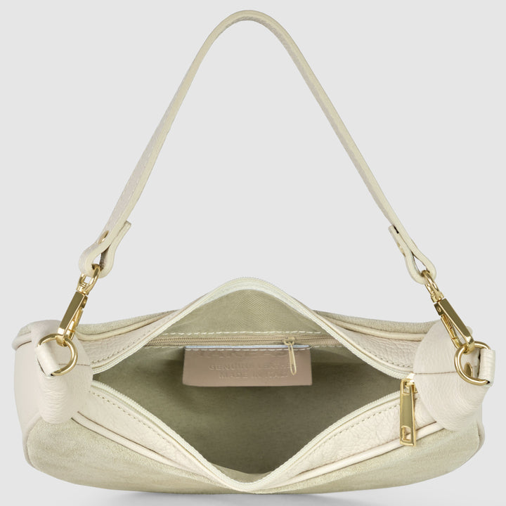 Italian Genuine Suede &amp; Full-Grain Leather Shoulder Bag | Arezzo