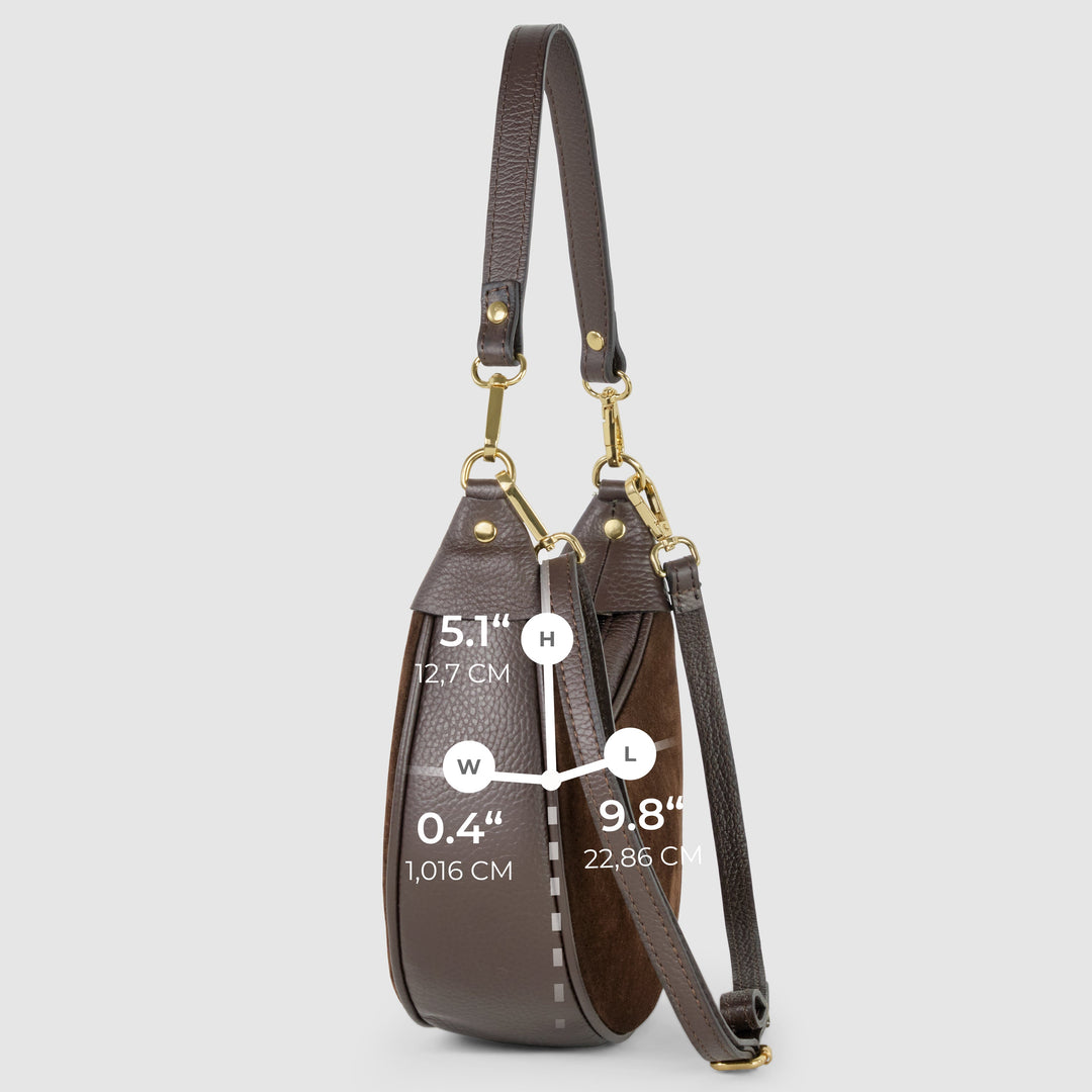 Italian Genuine Suede &amp; Full-Grain Leather Shoulder Bag | Arezzo
