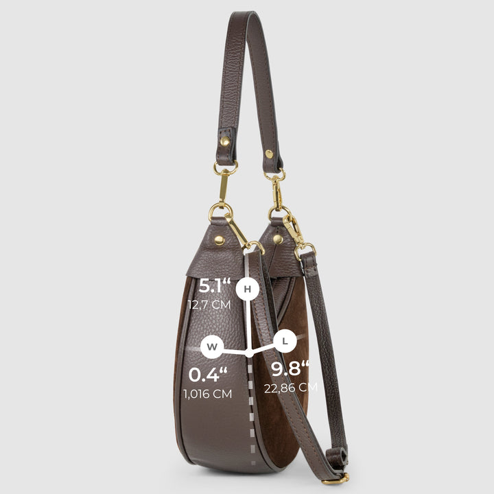 Italian Genuine Suede &amp; Full-Grain Leather Shoulder Bag | Arezzo