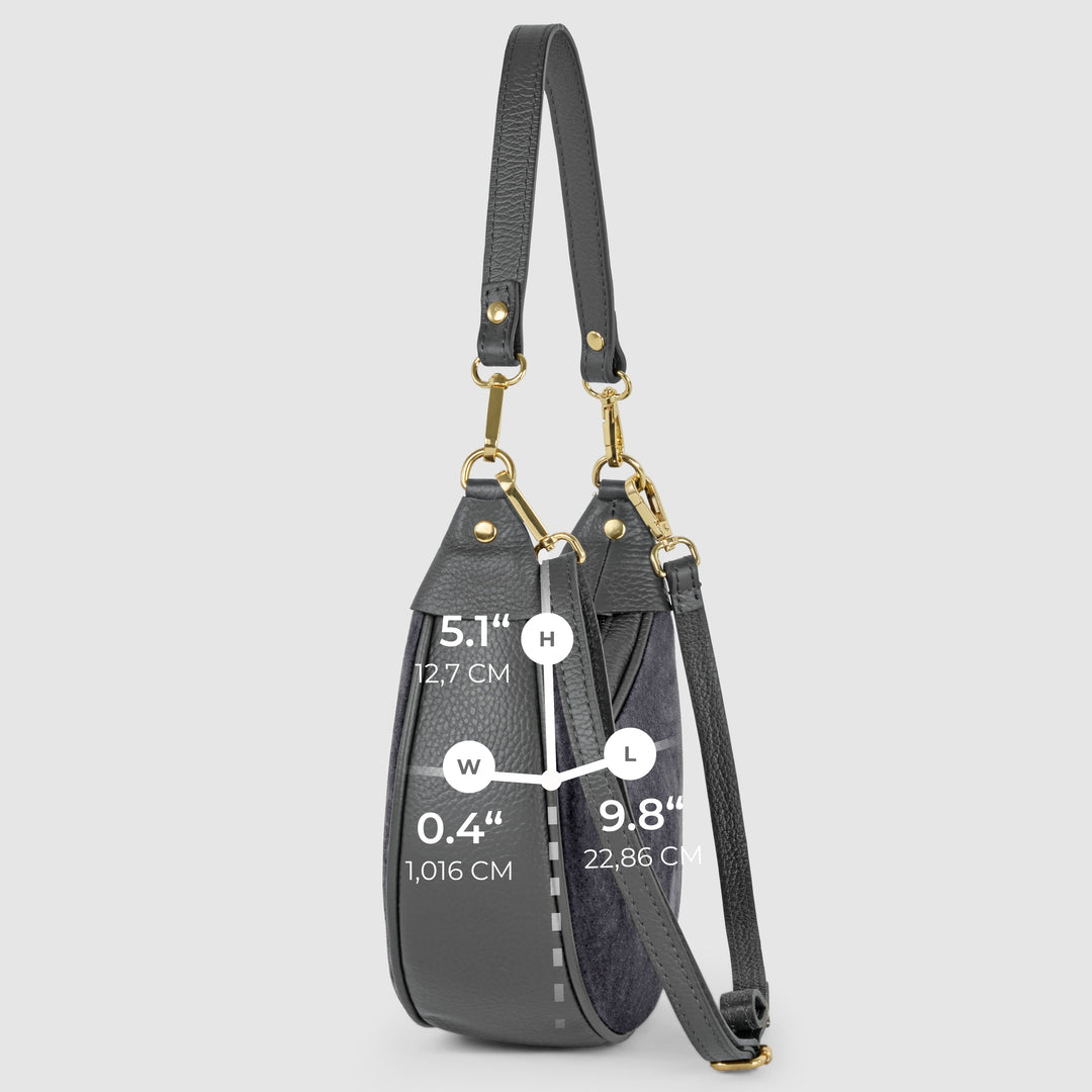 Italian Genuine Suede &amp; Full-Grain Leather Shoulder Bag | Arezzo