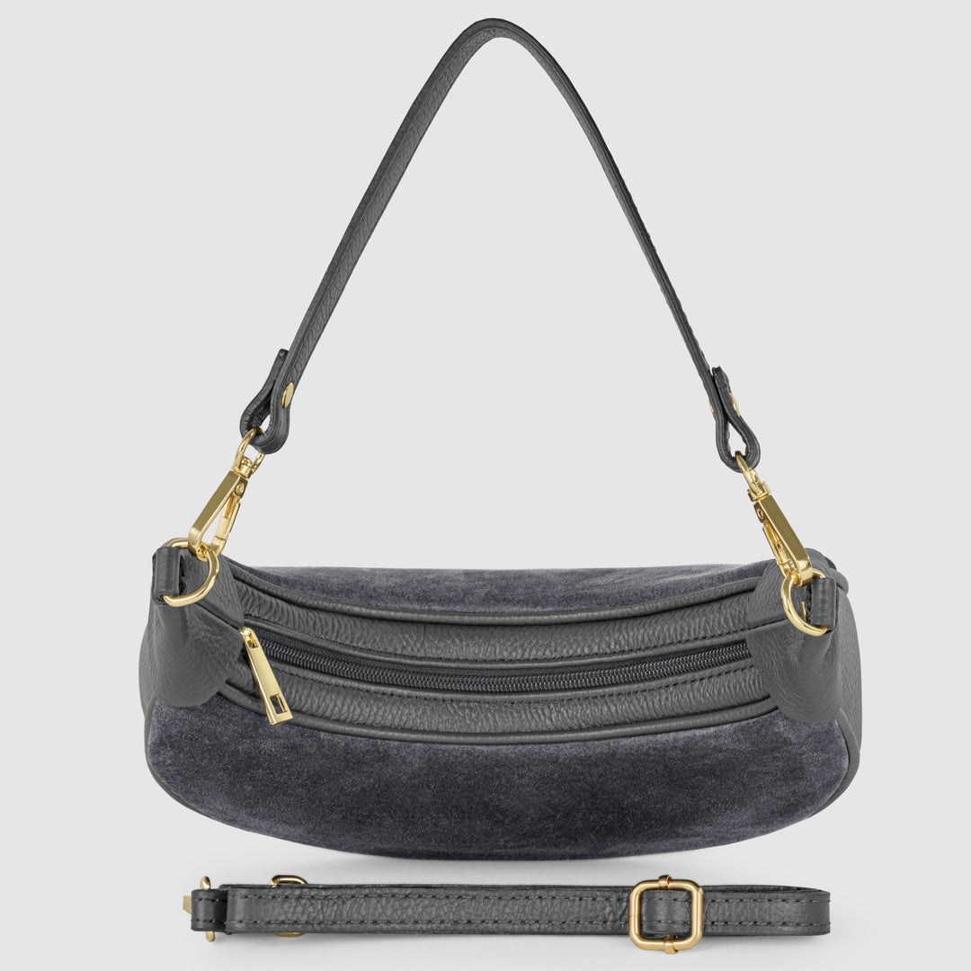 Italian Genuine Suede &amp; Full-Grain Leather Shoulder Bag | Arezzo