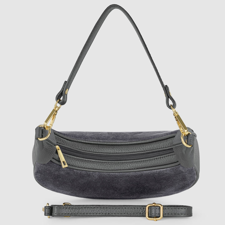 Italian Genuine Suede &amp; Full-Grain Leather Shoulder Bag | Arezzo