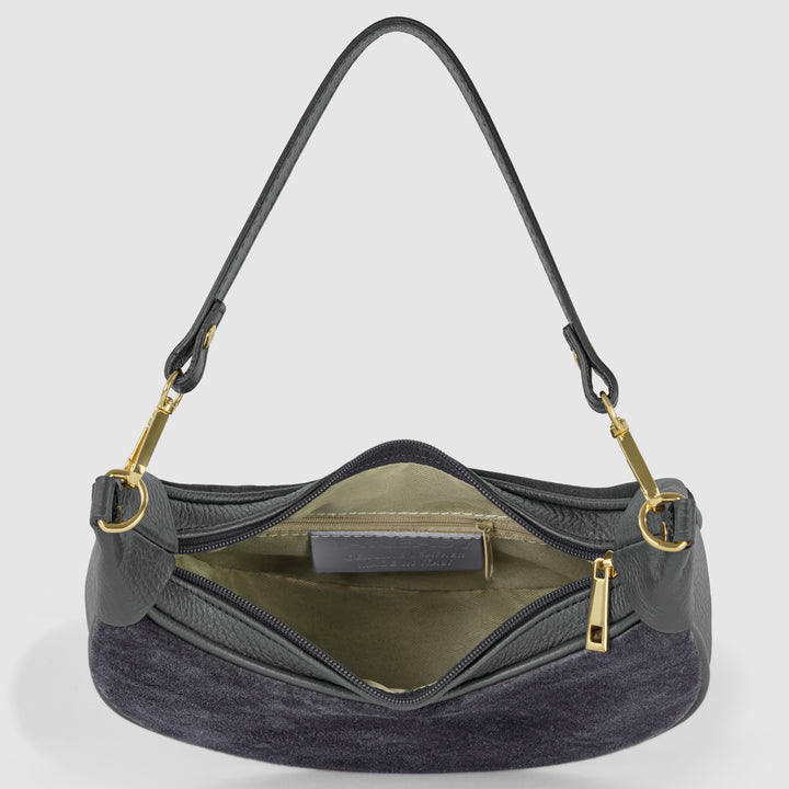 Italian Genuine Suede &amp; Full-Grain Leather Shoulder Bag | Arezzo