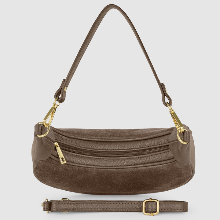 Italian Genuine Suede &amp; Full-Grain Leather Shoulder Bag | Arezzo