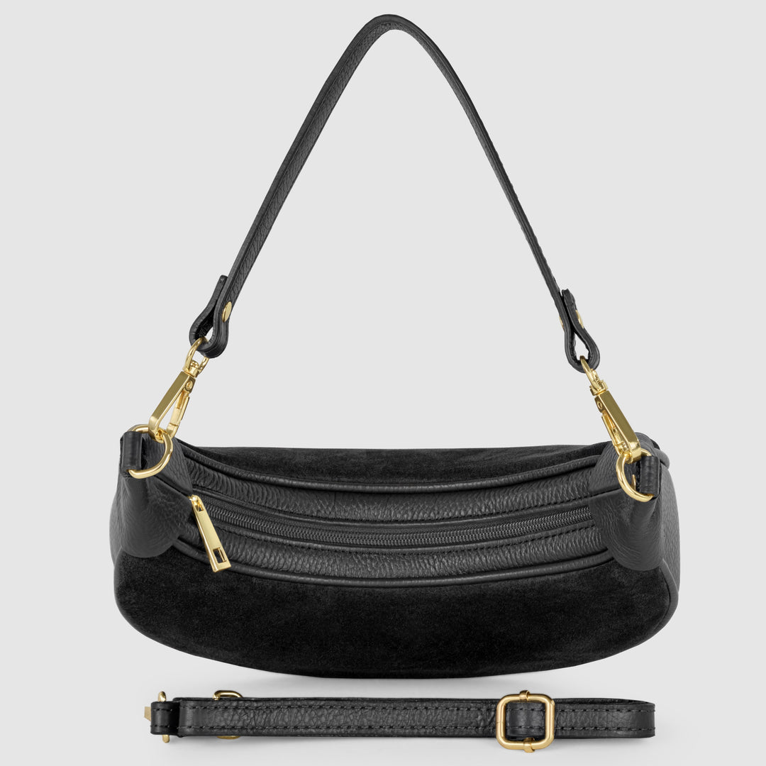 Italian Genuine Suede &amp; Full-Grain Leather Shoulder Bag | Arezzo