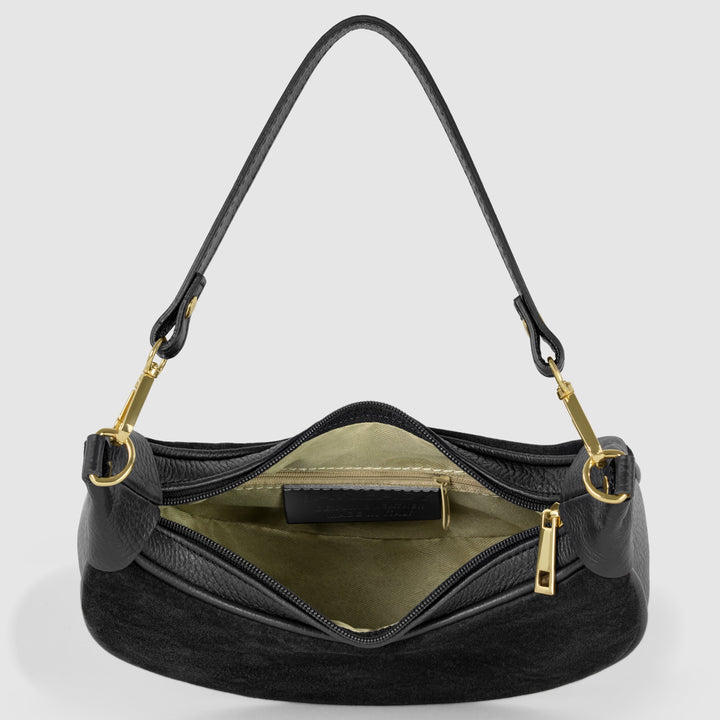 Italian Genuine Suede &amp; Full-Grain Leather Shoulder Bag | Arezzo