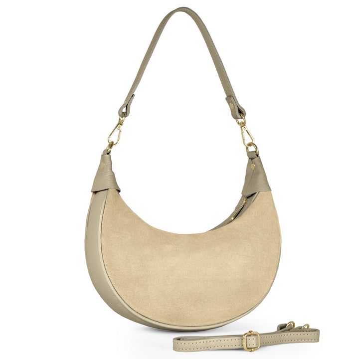 Italian Genuine Suede &amp; Full-Grain Leather Shoulder Bag | Arezzo
