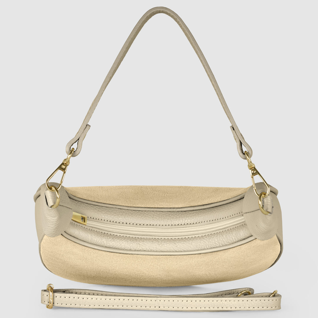 Italian Genuine Suede &amp; Full-Grain Leather Shoulder Bag | Arezzo