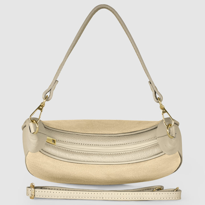 Italian Genuine Suede &amp; Full-Grain Leather Shoulder Bag | Arezzo