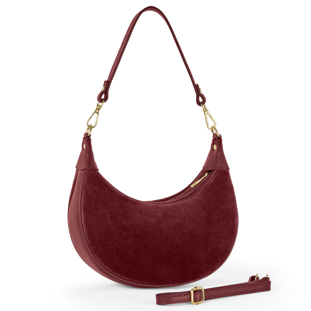 Italian Genuine Suede &amp; Full-Grain Leather Shoulder Bag | Arezzo