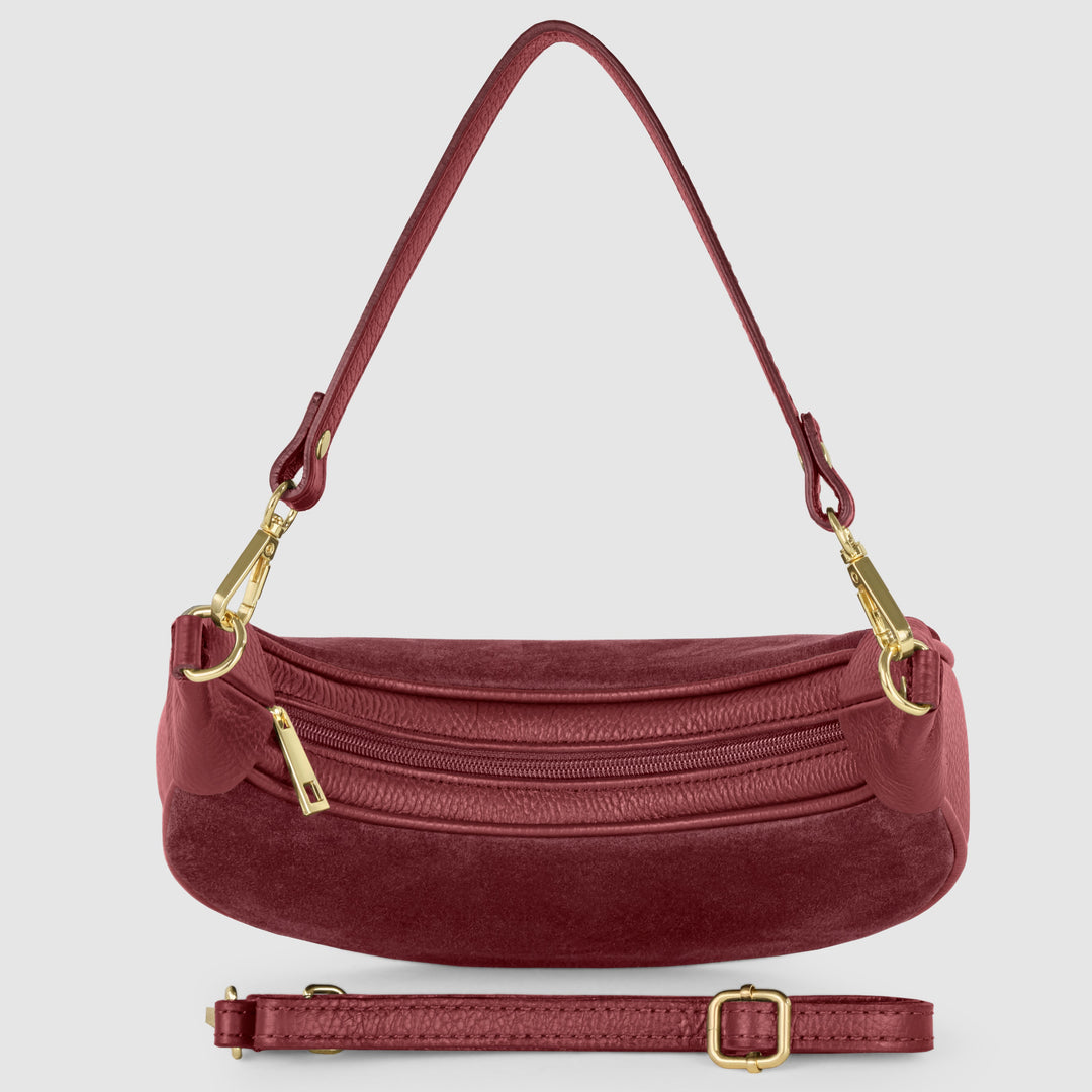 Italian Genuine Suede &amp; Full-Grain Leather Shoulder Bag | Arezzo