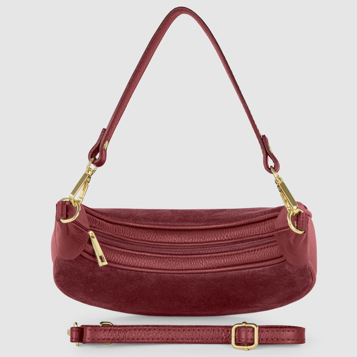 Italian Genuine Suede &amp; Full-Grain Leather Shoulder Bag | Arezzo