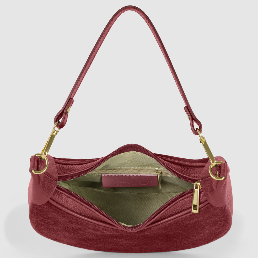 Italian Genuine Suede &amp; Full-Grain Leather Shoulder Bag | Arezzo