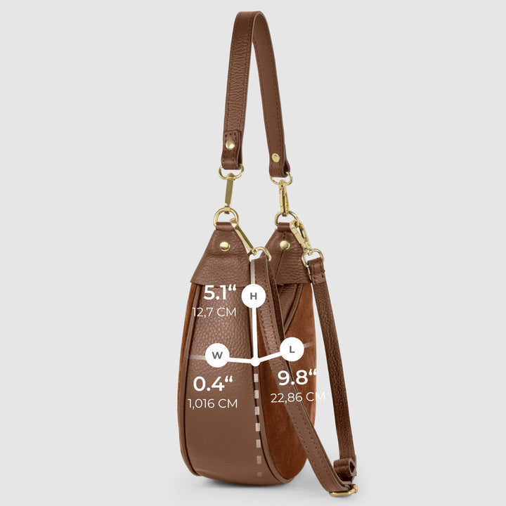 Italian Genuine Suede &amp; Full-Grain Leather Shoulder Bag | Arezzo