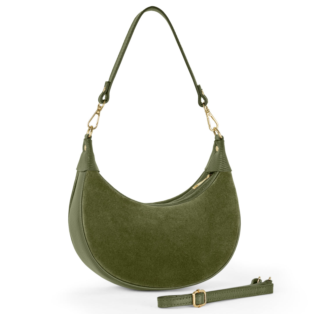 Italian Genuine Suede &amp; Full-Grain Leather Shoulder Bag | Arezzo