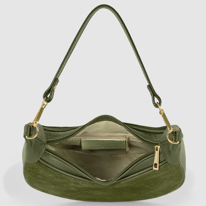 Italian Genuine Suede &amp; Full-Grain Leather Shoulder Bag | Arezzo
