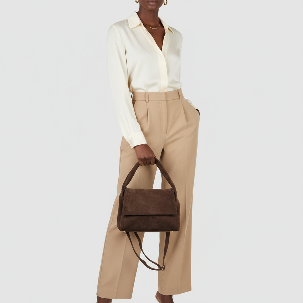 Italian Genuine Suede Top-Handle Bag | Ravenna from KADOU Boutique