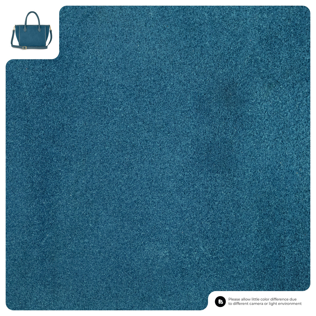 Italian Genuine Suede &amp; Full-Grain Leather Top-Handle Bag | Alba