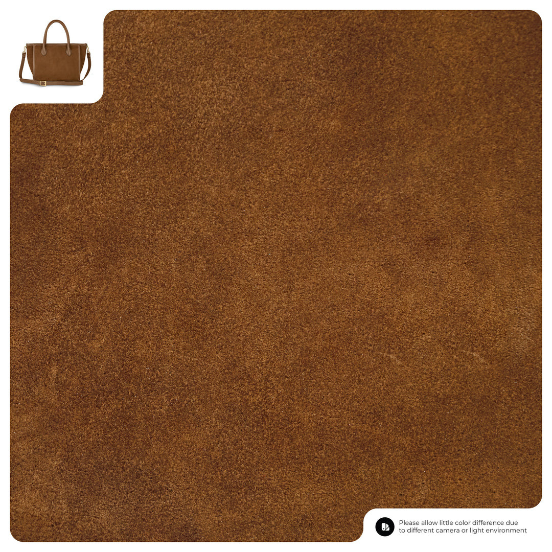 Italian Genuine Suede &amp; Full-Grain Leather Top-Handle Bag | Alba