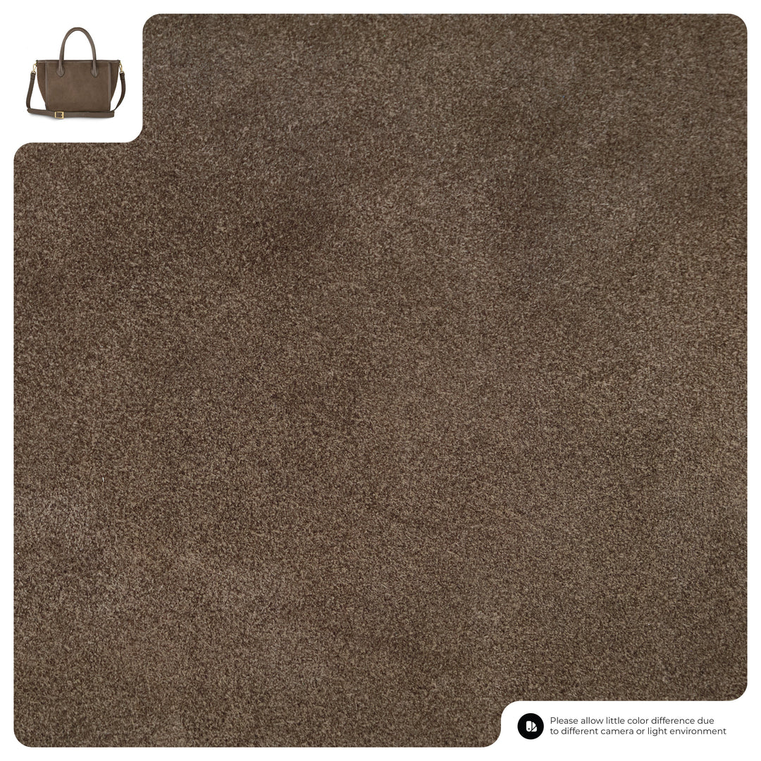 Italian Genuine Suede &amp; Full-Grain Leather Top-Handle Bag | Alba