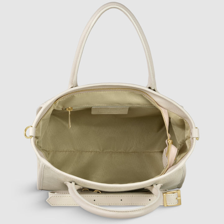 Italian Genuine Suede &amp; Full-Grain Leather Top-Handle Bag | Alba