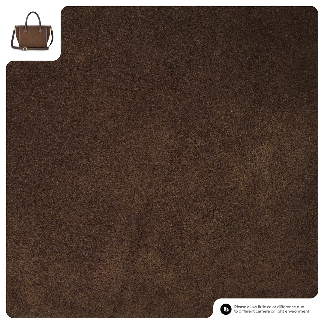 Italian Genuine Suede &amp; Full-Grain Leather Top-Handle Bag | Alba