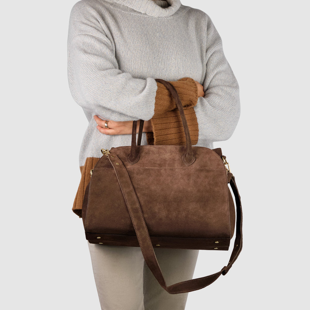 Italian Genuine Suede Top-Handle Bag | Cuneo from KADOU Boutique