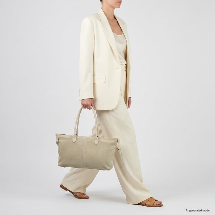 Italian Genuine Suede &amp; Full-Grain Leather Tote Bag | Bologna