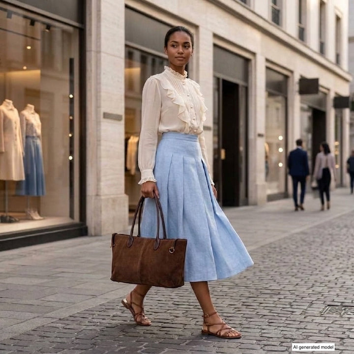 Italian Genuine Suede &amp; Full-Grain Leather Tote Bag | Bologna