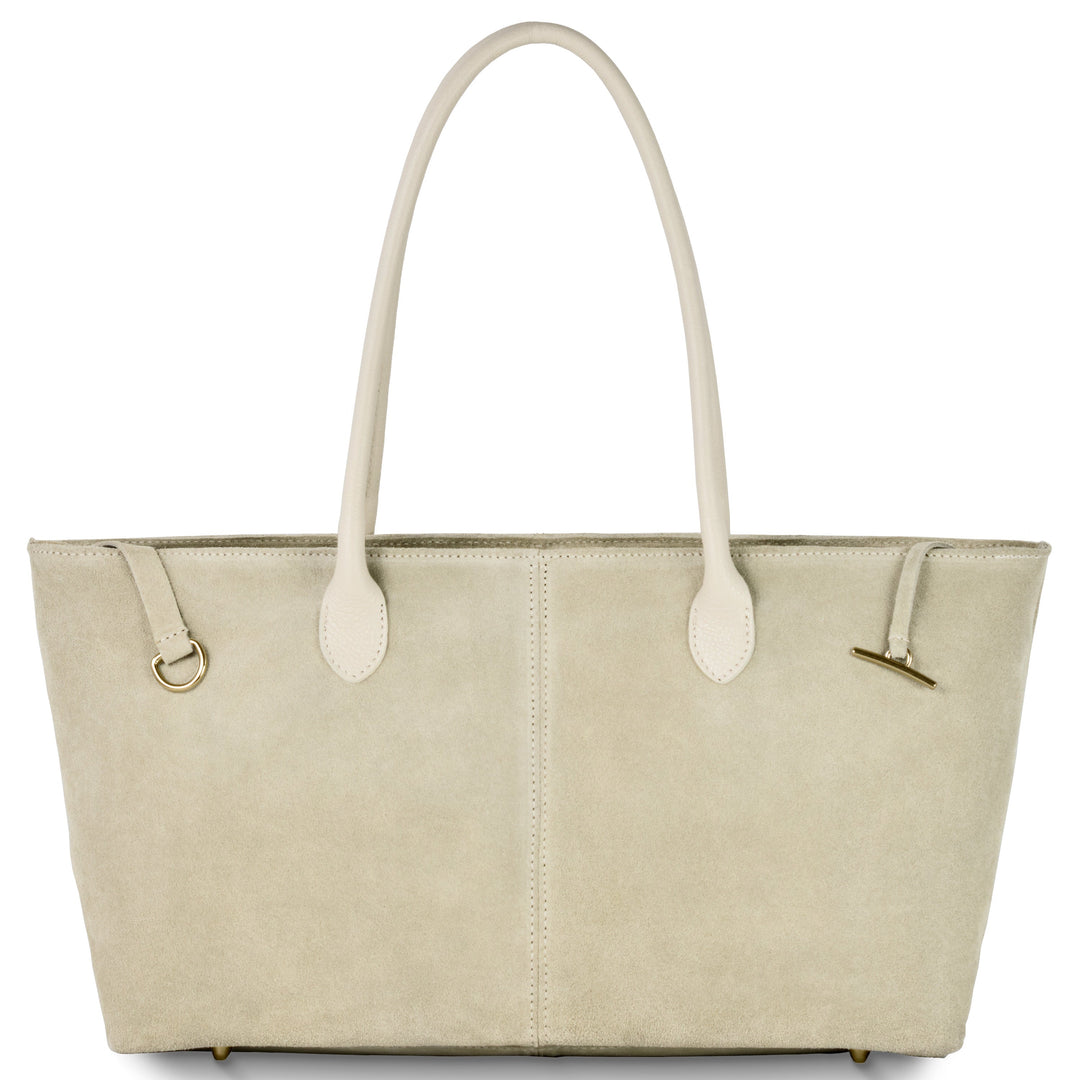 Italian Genuine Suede &amp; Full-Grain Leather Tote Bag | Bologna